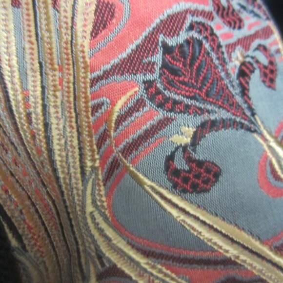 Vtg TAPP New York Womens M Black Gold Red Asian Iris Floral Zip Vest Lace Beaded - Picture 10 of 13